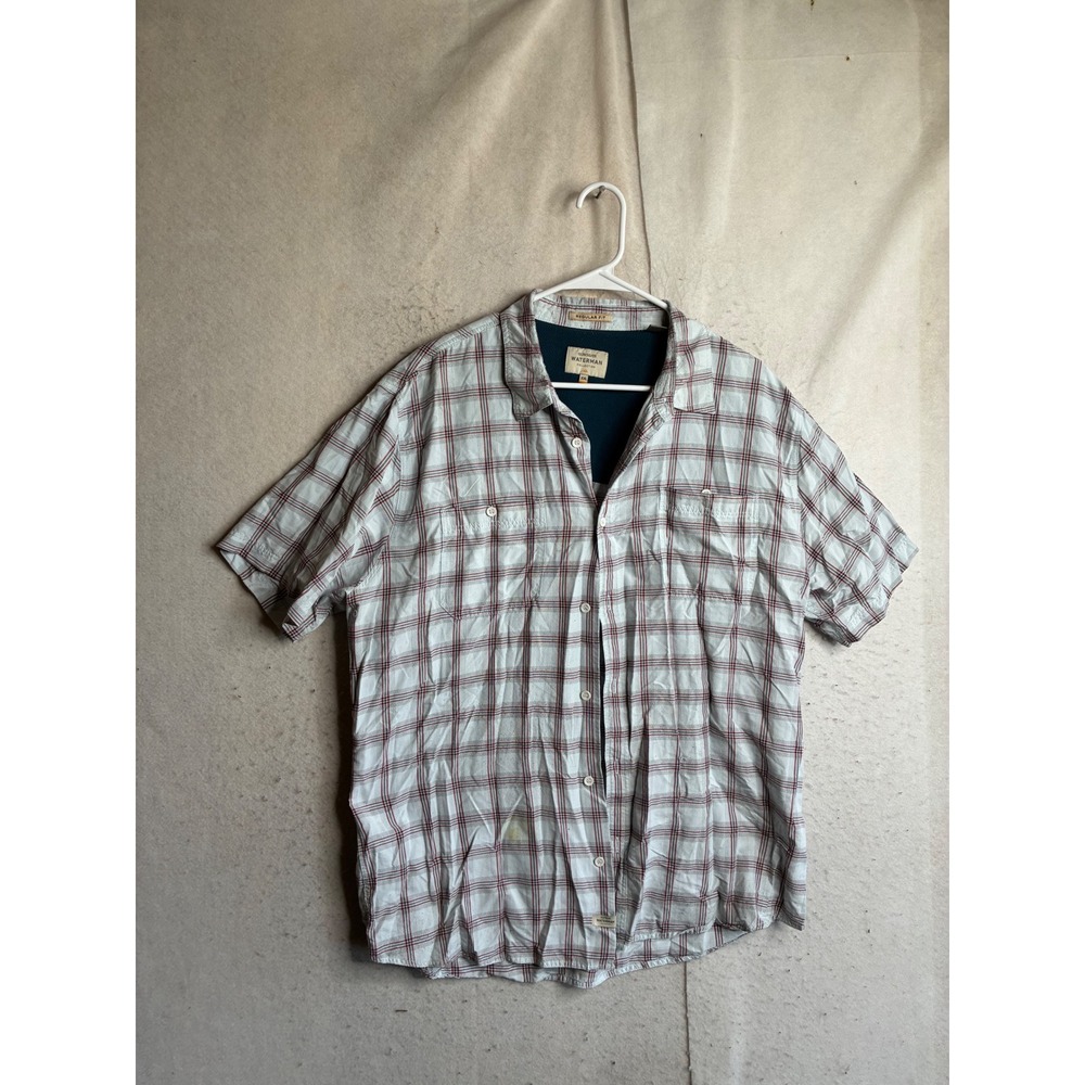 Quiksilver Waterman Mens XXL Plaid Button Up Shirt Regular Fit Short Sleeve
